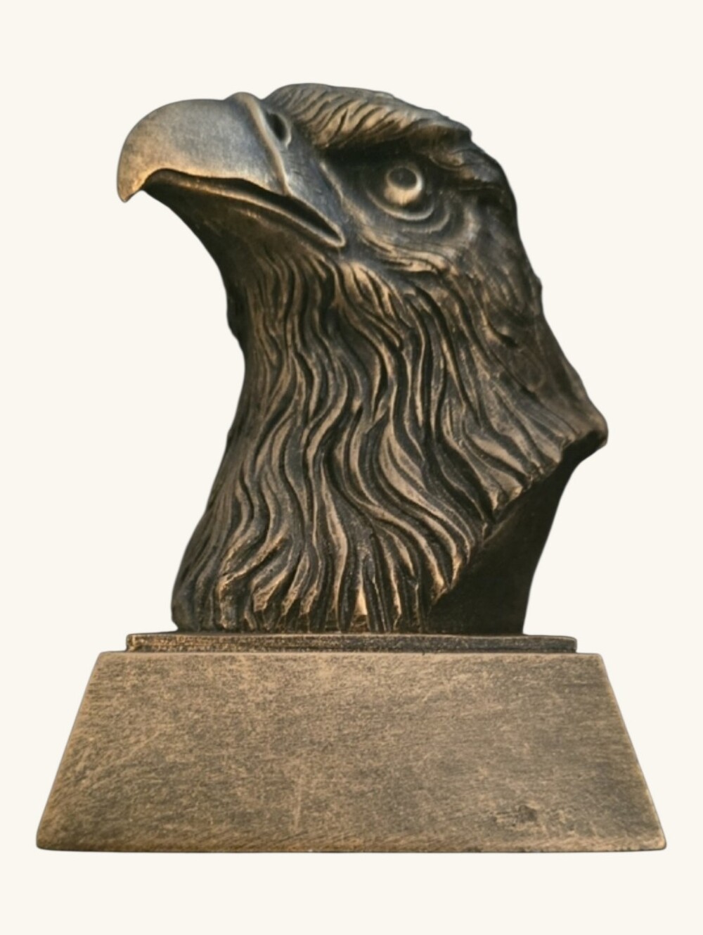 Bronze Eagle Head Bust Sculpture  Metallic Brown & Gold Tones Resin ?